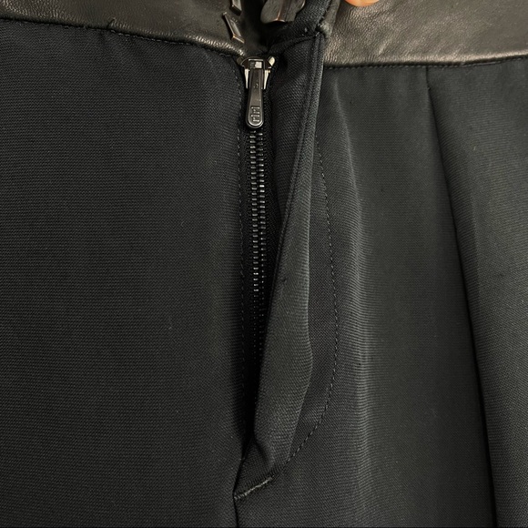 Rag & Bone Mo Genuine Leather Waistband Work Crape Dress Pants Trousers Black 2 - Picture 10 of 16